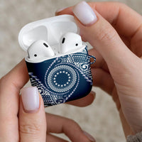 Cook Islands Gospel Day AirPods Case Blue Tribal Curves LT05 - Polynesian Pride
