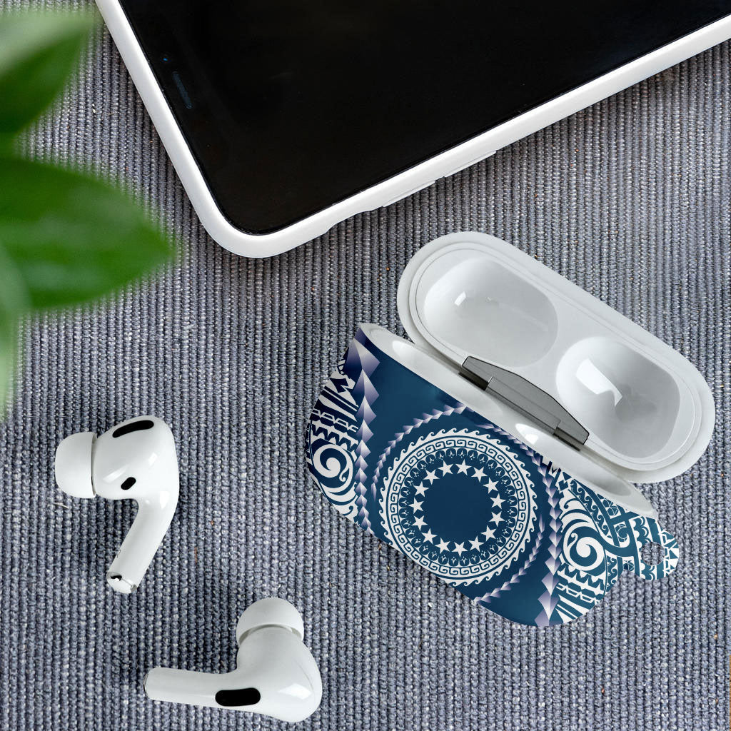 Cook Islands Gospel Day AirPods Case Blue Tribal Curves LT05 - Polynesian Pride