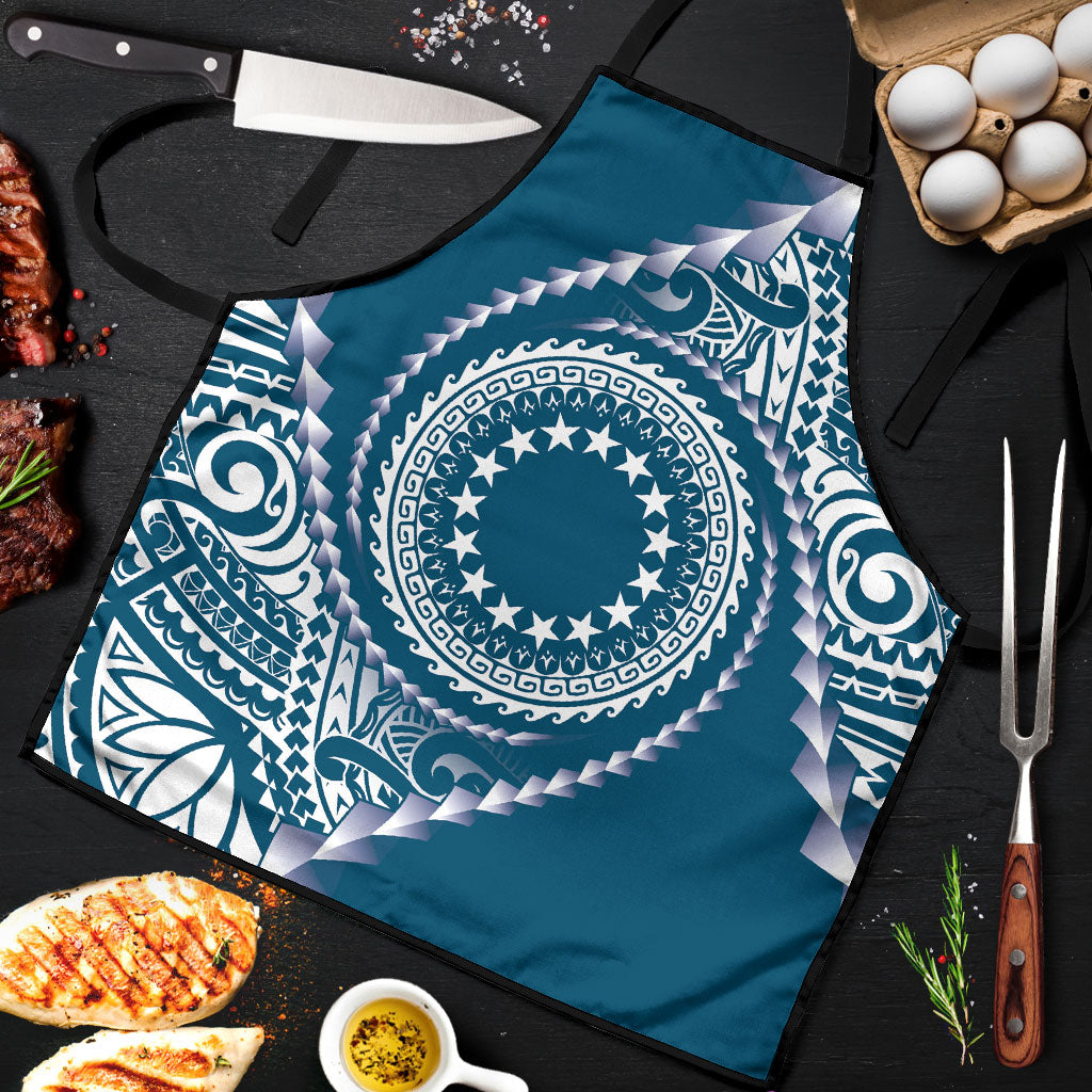 Cook Islands Gospel Day Apron Blue Tribal Curves LT05 Blue - Polynesian Pride