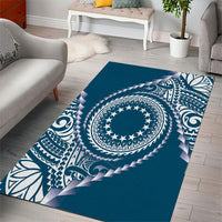 Cook Islands Gospel Day Area Rug Blue Tribal Curves LT05 - Polynesian Pride