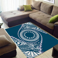 Cook Islands Gospel Day Area Rug Blue Tribal Curves LT05 - Polynesian Pride