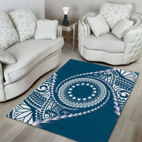 Cook Islands Gospel Day Area Rug Blue Tribal Curves LT05 - Polynesian Pride