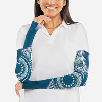 Cook Islands Gospel Day Arm Sleeves Blue Tribal Curves LT05 - Polynesian Pride