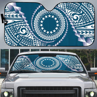 Cook Islands Gospel Day Auto Sun Shade Blue Tribal Curves LT05 Blue - Polynesian Pride