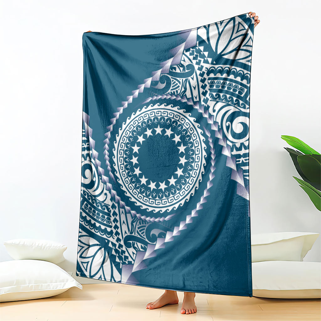 Cook Islands Gospel Day Blanket Blue Tribal Curves LT05 - Polynesian Pride
