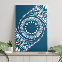Cook Islands Gospel Day Canvas Wall Art Blue Tribal Curves LT05 - Polynesian Pride