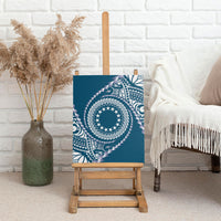 Cook Islands Gospel Day Canvas Wall Art Blue Tribal Curves LT05 - Polynesian Pride