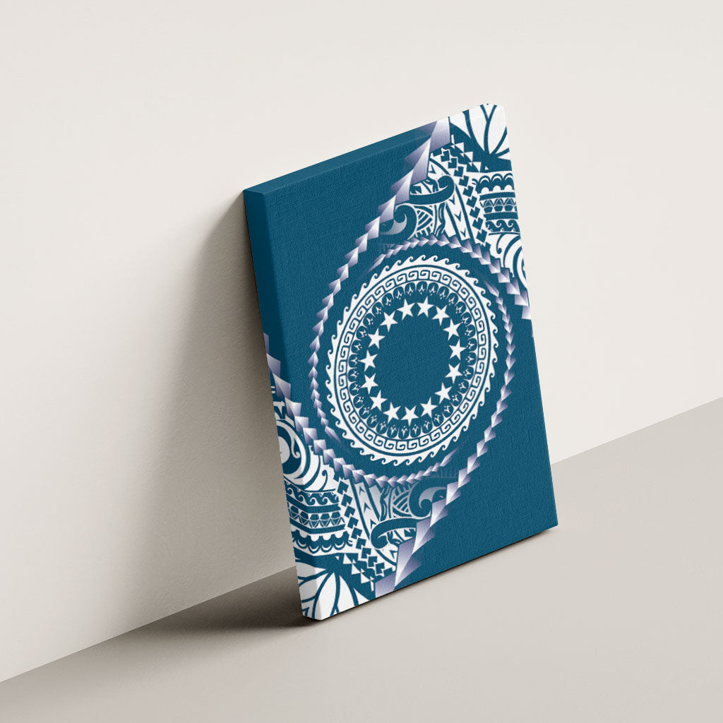 Cook Islands Gospel Day Canvas Wall Art Blue Tribal Curves LT05 - Polynesian Pride