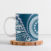 Cook Islands Gospel Day Ceramic Mug Blue Tribal Curves LT05 Blue - Polynesian Pride