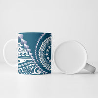 Cook Islands Gospel Day Ceramic Mug Blue Tribal Curves LT05 - Polynesian Pride