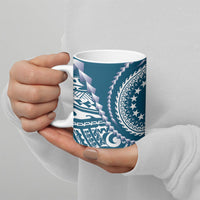 Cook Islands Gospel Day Ceramic Mug Blue Tribal Curves LT05 - Polynesian Pride