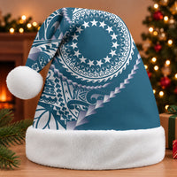 Cook Islands Gospel Day Christmas Santa Hat Blue Tribal Curves LT05 Without Fur Blue - Polynesian Pride