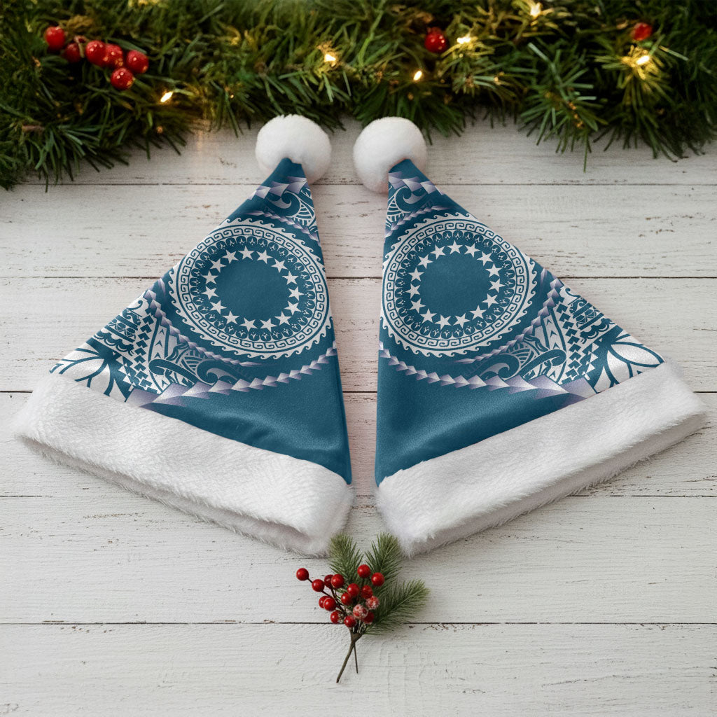Cook Islands Gospel Day Christmas Santa Hat Blue Tribal Curves LT05 - Polynesian Pride