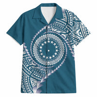 Cook Islands Gospel Day Hawaiian Shirt Blue Tribal Curves LT05 Blue - Polynesian Pride