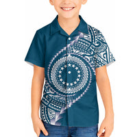 Cook Islands Gospel Day Hawaiian Shirt Blue Tribal Curves LT05 - Polynesian Pride