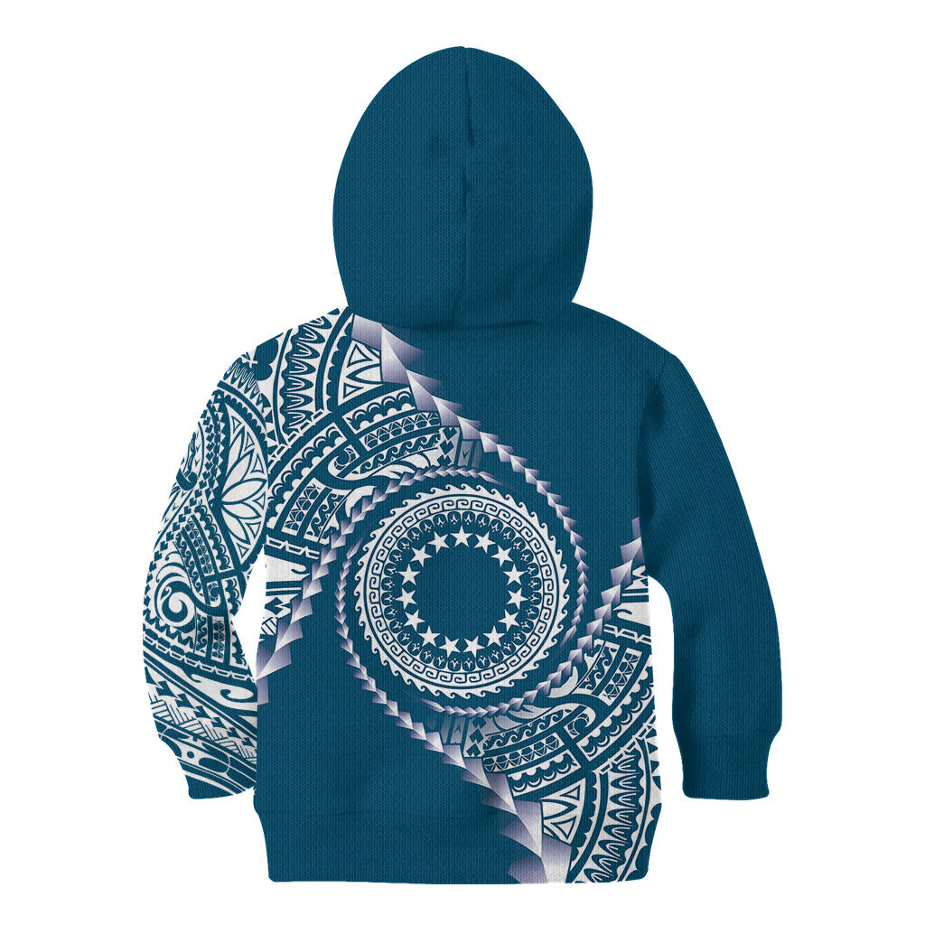 Cook Islands Gospel Day Kid Hoodie Blue Tribal Curves LT05 - Polynesian Pride