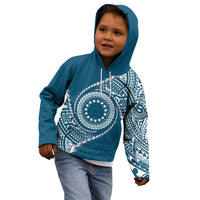 Cook Islands Gospel Day Kid Hoodie Blue Tribal Curves LT05 - Polynesian Pride