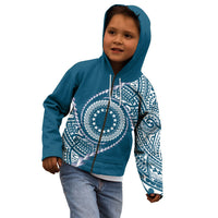 Cook Islands Gospel Day Kid Hoodie Blue Tribal Curves LT05 - Polynesian Pride