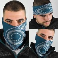 Cook Islands Gospel Day Neck Gaiter Blue Tribal Curves LT05 - Polynesian Pride