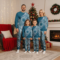 Cook Islands Gospel Day Christmas Pajama Set Blue Tribal Curves LT05 - Polynesian Pride