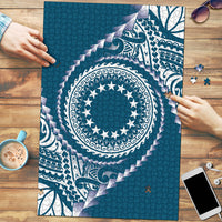 Cook Islands Gospel Day Puzzle Blue Tribal Curves LT05 Blue - Polynesian Pride
