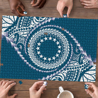 Cook Islands Gospel Day Puzzle Blue Tribal Curves LT05 - Polynesian Pride