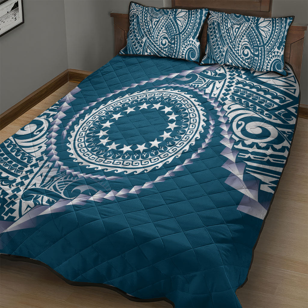 Cook Islands Gospel Day Quilt Bed Set Blue Tribal Curves LT05 - Polynesian Pride