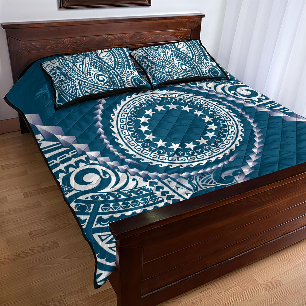 Cook Islands Gospel Day Quilt Bed Set Blue Tribal Curves LT05 - Polynesian Pride
