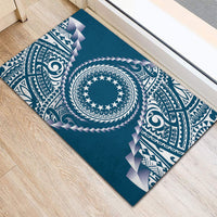 Cook Islands Gospel Day Rubber Doormat Blue Tribal Curves LT05 - Polynesian Pride