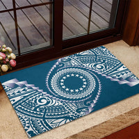 Cook Islands Gospel Day Rubber Doormat Blue Tribal Curves LT05 - Polynesian Pride