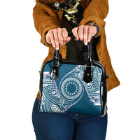 Cook Islands Gospel Day Shoulder Handbag Blue Tribal Curves LT05 One Size Blue - Polynesian Pride
