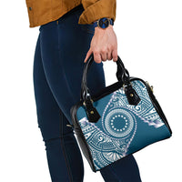 Cook Islands Gospel Day Shoulder Handbag Blue Tribal Curves LT05 - Polynesian Pride