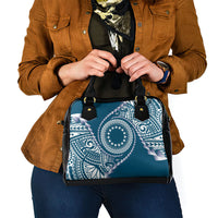 Cook Islands Gospel Day Shoulder Handbag Blue Tribal Curves LT05 - Polynesian Pride