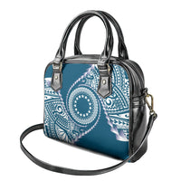 Cook Islands Gospel Day Shoulder Handbag Blue Tribal Curves LT05 - Polynesian Pride