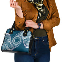 Cook Islands Gospel Day Shoulder Handbag Blue Tribal Curves LT05 - Polynesian Pride