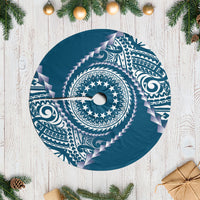Cook Islands Gospel Day Tree Skirt Blue Tribal Curves