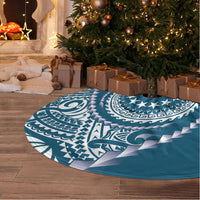 Cook Islands Gospel Day Tree Skirt Blue Tribal Curves