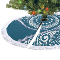 Cook Islands Gospel Day Tree Skirt Blue Tribal Curves
