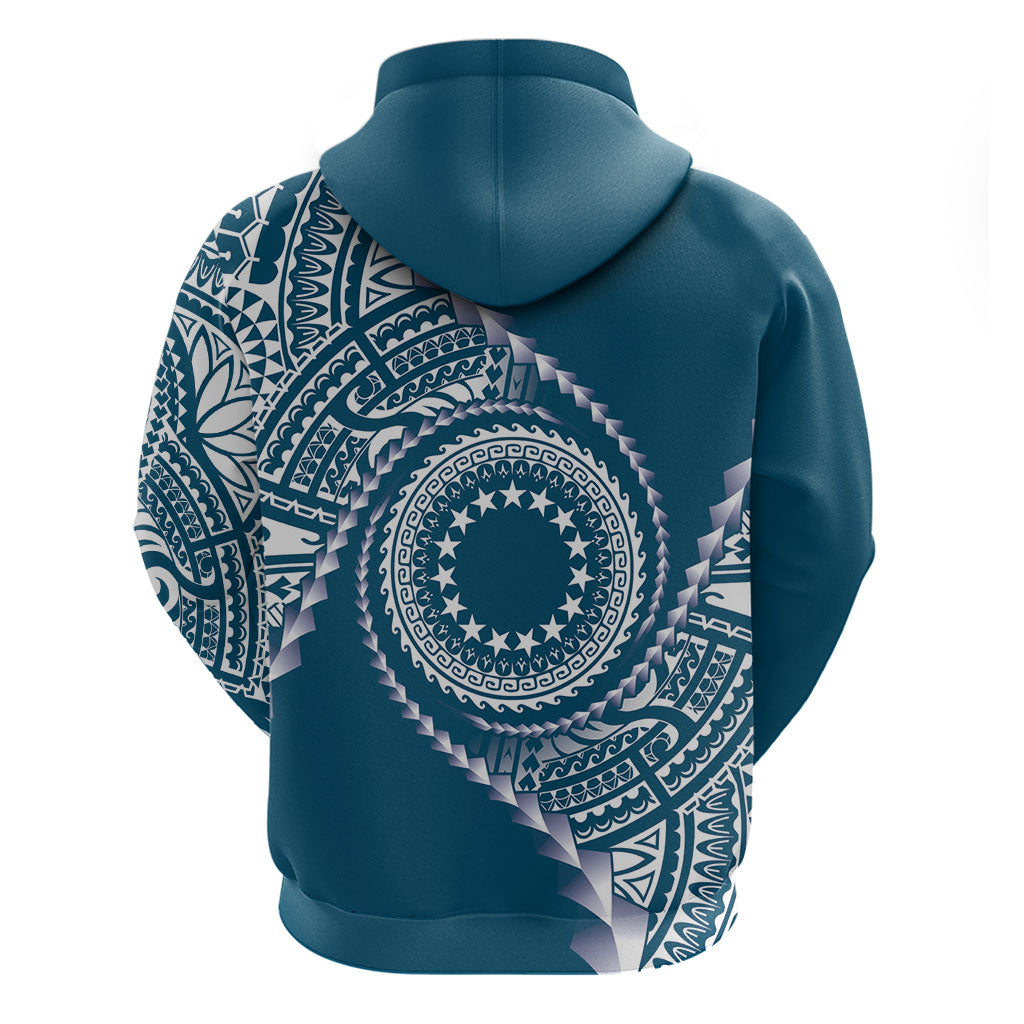 Cook Islands Gospel Day Zip Hoodie Blue Tribal Curves LT05 - Polynesian Pride
