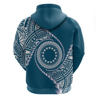 Cook Islands Gospel Day Zip Hoodie Blue Tribal Curves LT05 - Polynesian Pride