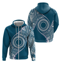 Cook Islands Gospel Day Zip Hoodie Blue Tribal Curves LT05 - Polynesian Pride