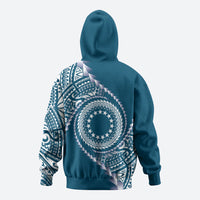 Cook Islands Gospel Day Zip Hoodie Blue Tribal Curves LT05 - Polynesian Pride