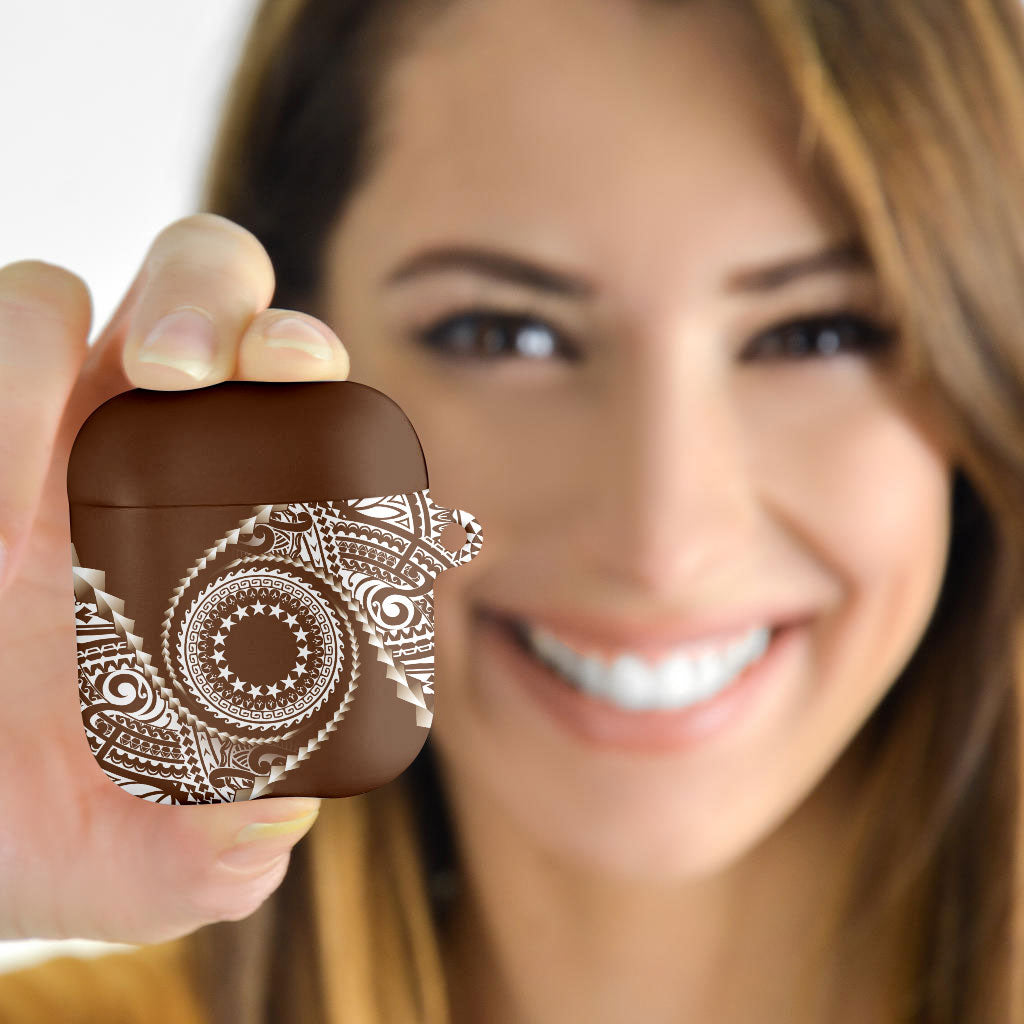 Cook Islands Gospel Day AirPods Case Brown Tribal Curves LT05 - Polynesian Pride