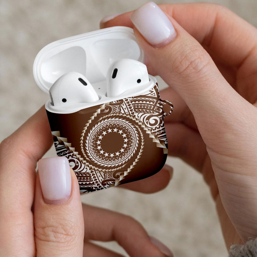 Cook Islands Gospel Day AirPods Case Brown Tribal Curves LT05 - Polynesian Pride