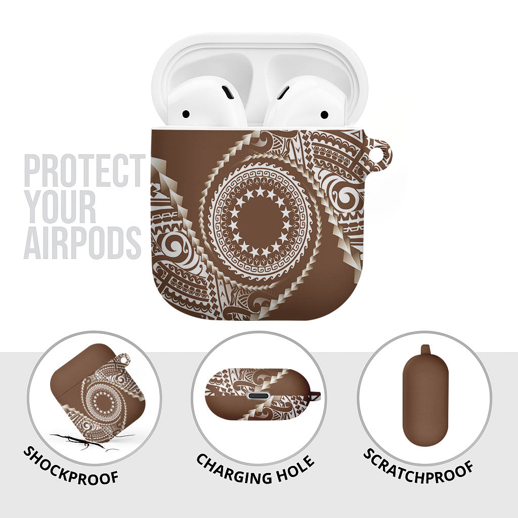 Cook Islands Gospel Day AirPods Case Brown Tribal Curves LT05 - Polynesian Pride