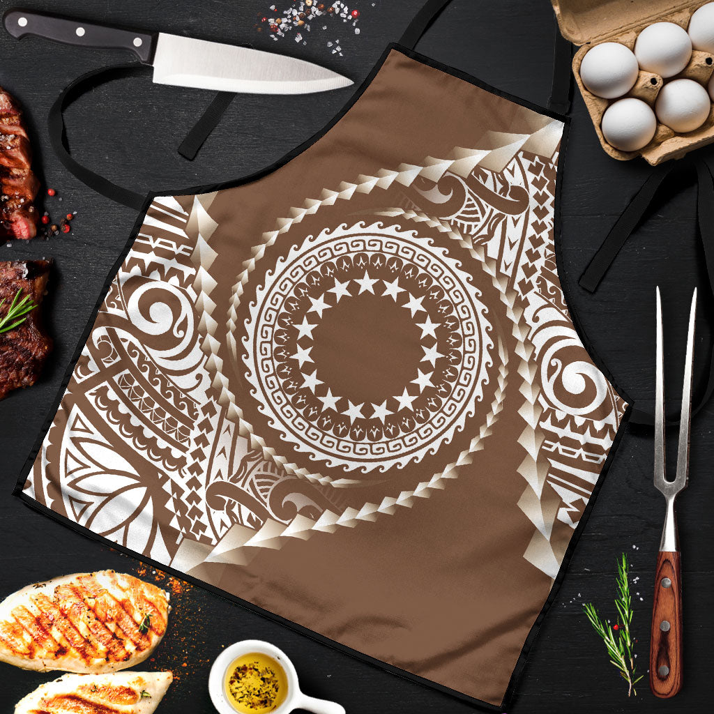 Cook Islands Gospel Day Apron Brown Tribal Curves LT05 Brown - Polynesian Pride