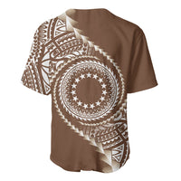 Cook Islands Gospel Day Baseball Jersey Brown Tribal Curves LT05 - Polynesian Pride