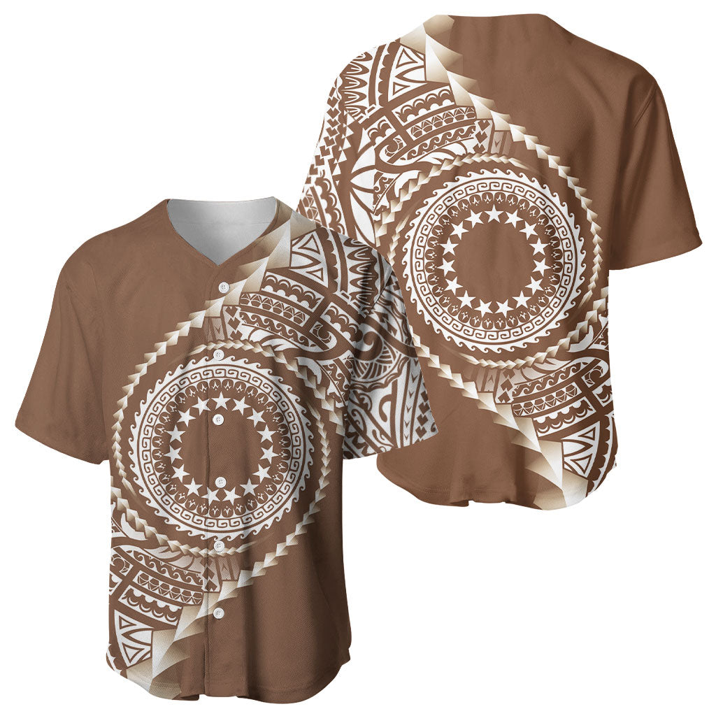 Cook Islands Gospel Day Baseball Jersey Brown Tribal Curves LT05 - Polynesian Pride