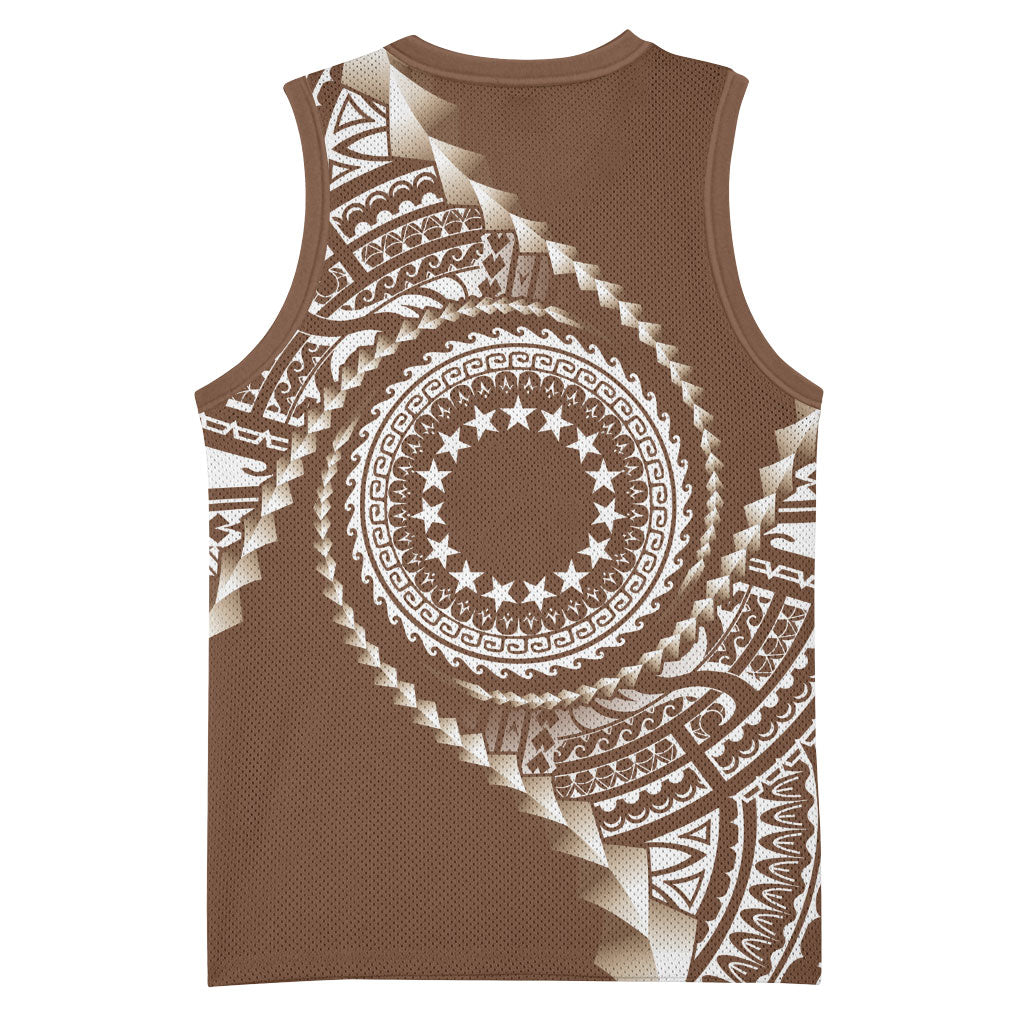 Cook Islands Gospel Day Basketball Jersey Brown Tribal Curves LT05 - Polynesian Pride