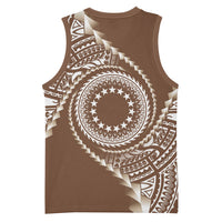 Cook Islands Gospel Day Basketball Jersey Brown Tribal Curves LT05 - Polynesian Pride